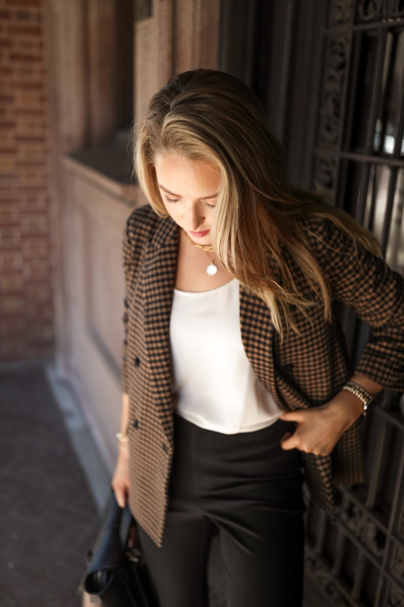 woman looking down